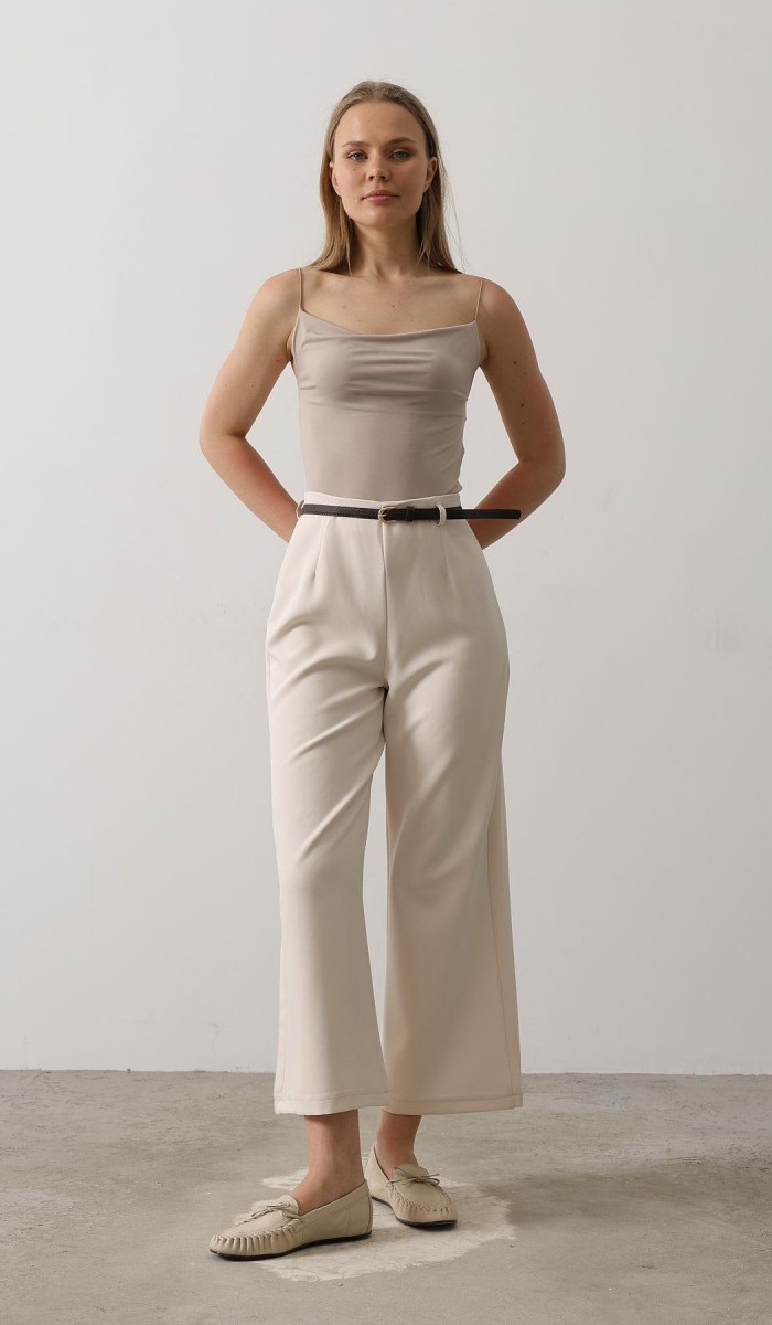 Kemer Pens Detaylı Pantolon - Bej STD rt20102