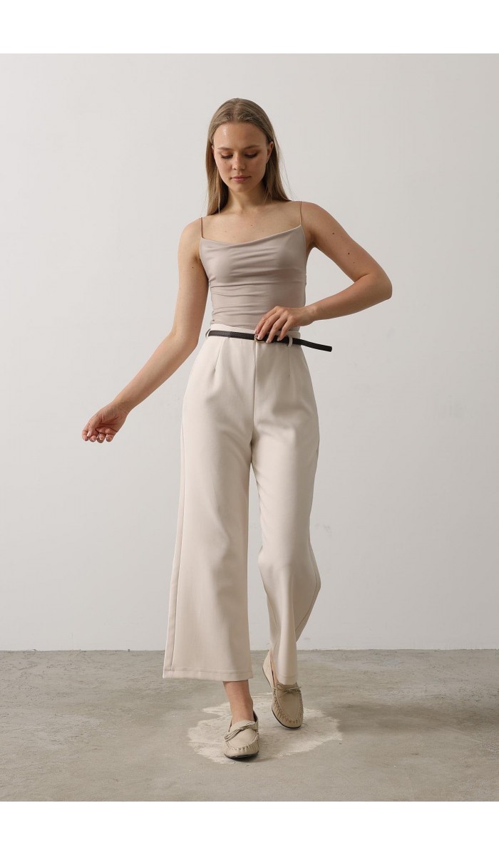 Kemer Pens Detaylı Pantolon - Bej STD