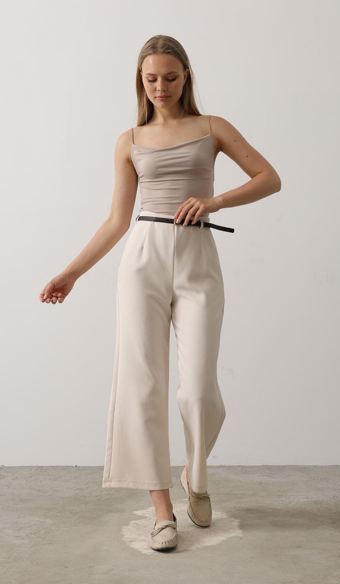 Kemer Pens Detaylı Pantolon - Bej STD rt20102