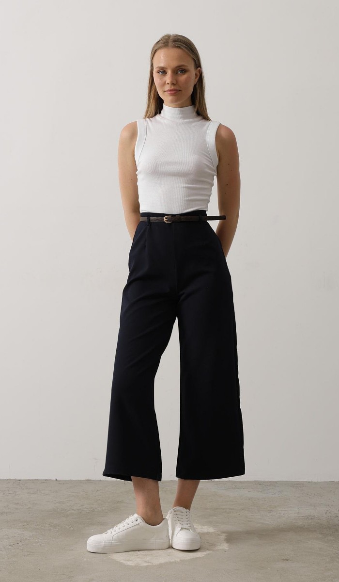 Kemer Pens Detaylı Pantolon - Lacivert STD