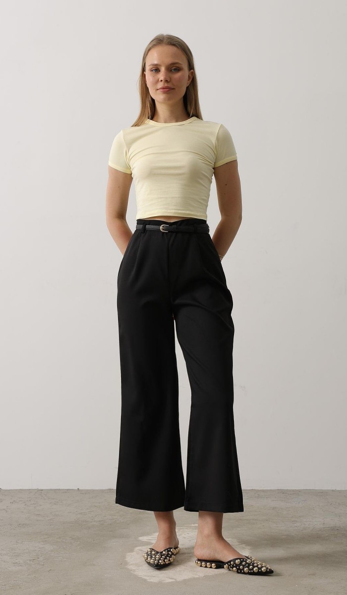 Kemer Pens Detaylı Pantolon - Siyah STD rt20106