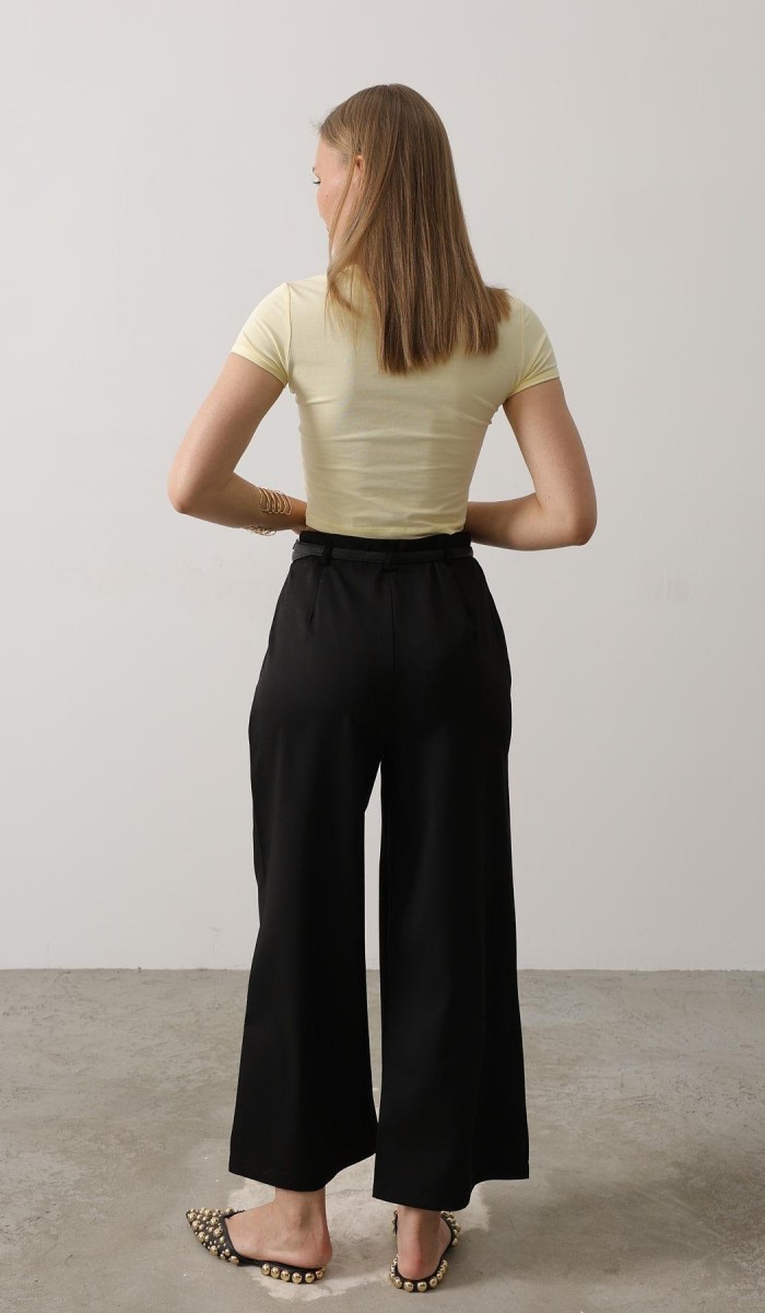 Kemer Pens Detaylı Pantolon - Siyah STD rt20106