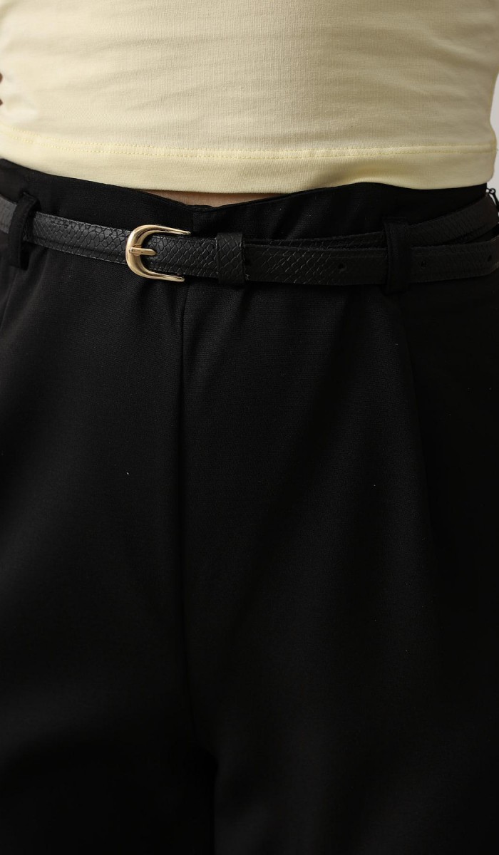 Kemer Pens Detaylı Pantolon - Siyah STD rt20106