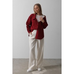 Atlet Detaylı Gömlek - Bordo STD