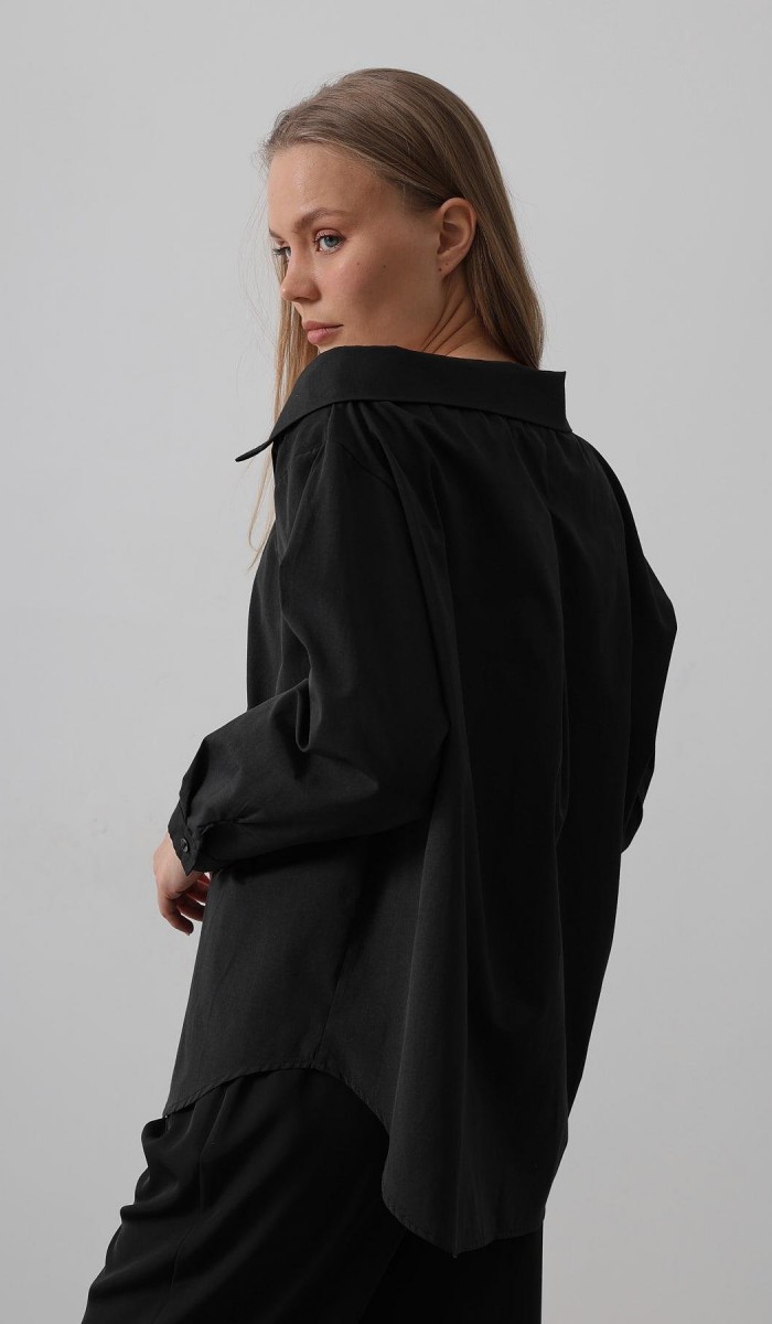 Atlet Detaylı Gömlek - Siyah STD rt19853