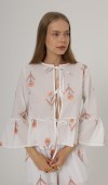 Fiyonk Bağlamalı Brode Bluz - Beyaz STD rt20099