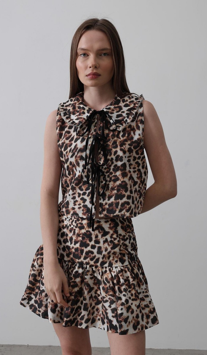 Fiyonk Detaylı Bluz - Leopar STD Fiyonk Detaylı Bluz - Leopar STD