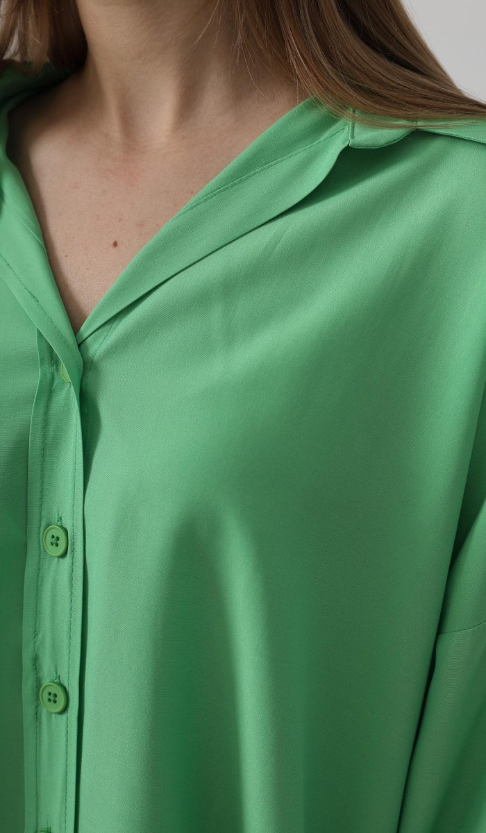 Geniş Manşet Detaylı Gömlek - A.Yeşil STD rt20173