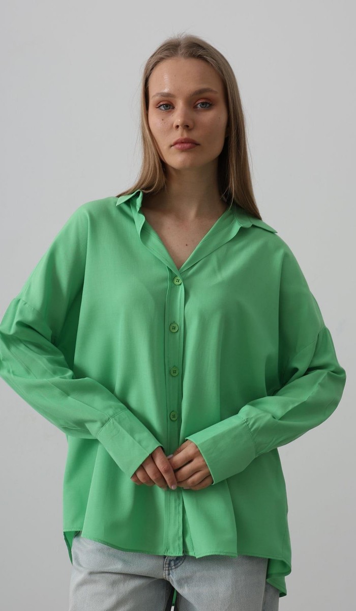 Geniş Manşet Detaylı Gömlek - A.Yeşil STD Geniş Manşet Detaylı Gömlek - A.Yeşil STD