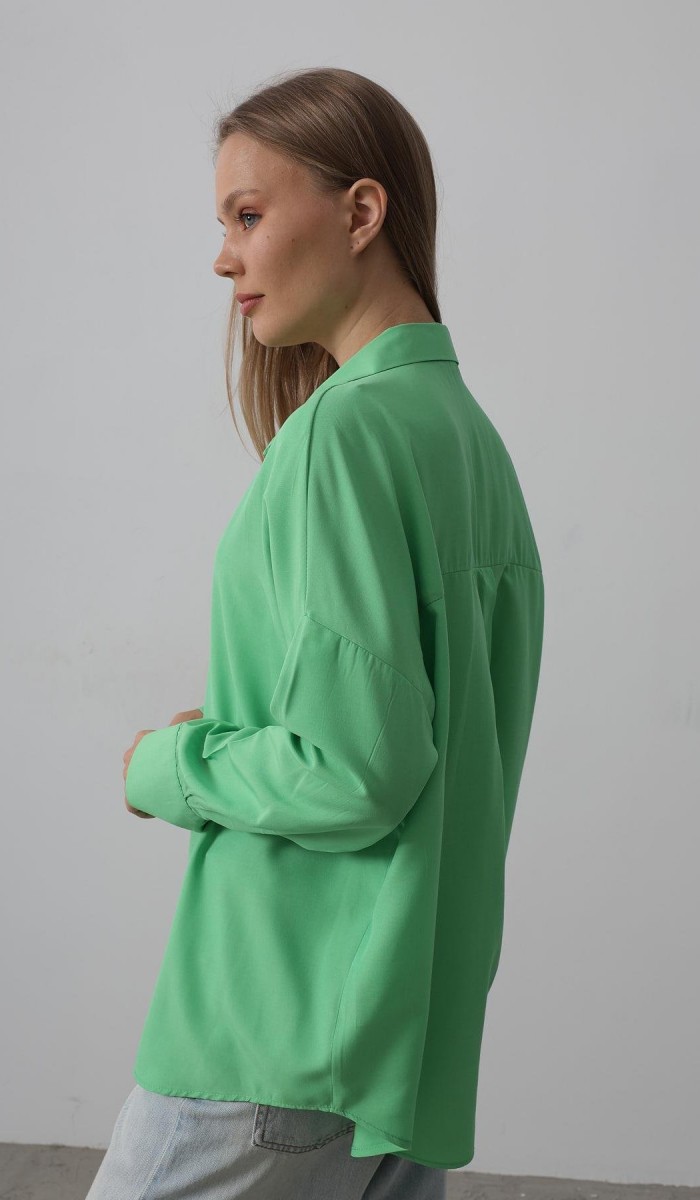 Geniş Manşet Detaylı Gömlek - A.Yeşil STD rt20173