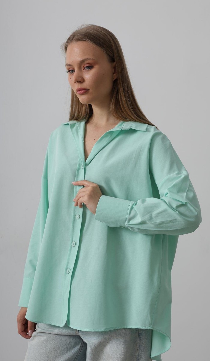 Geniş Manşet Detaylı Gömlek - Mint STD rt20167