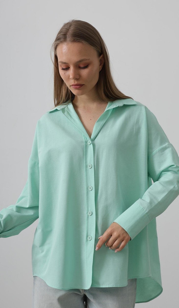 Geniş Manşet Detaylı Gömlek - Mint STD rt20167