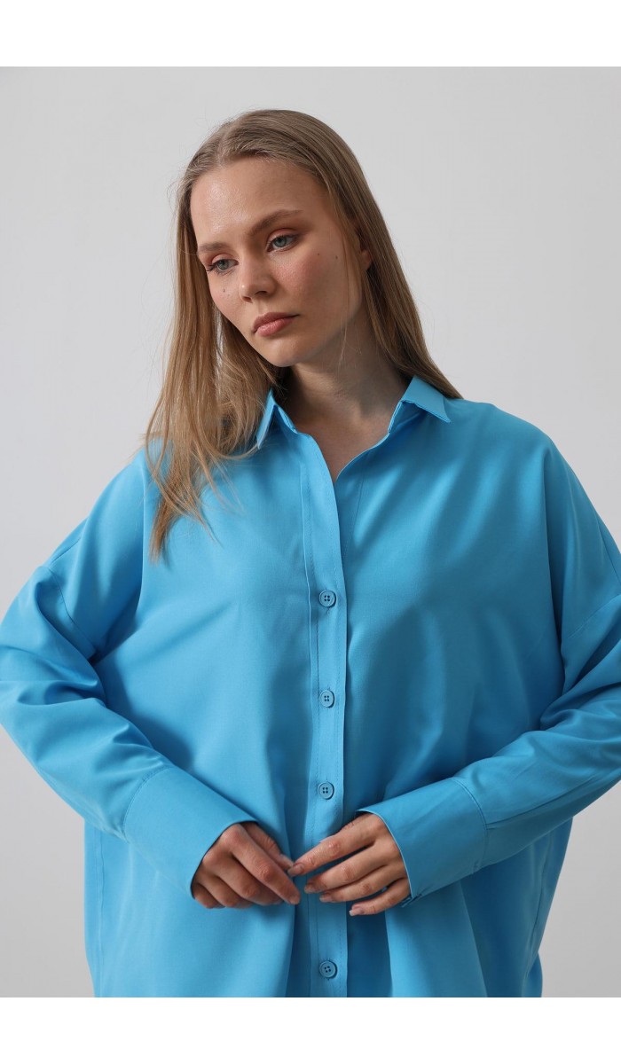 Geniş Manşet Detaylı Gömlek - Turkuaz STD Geniş Manşet Detaylı Gömlek - Turkuaz STD