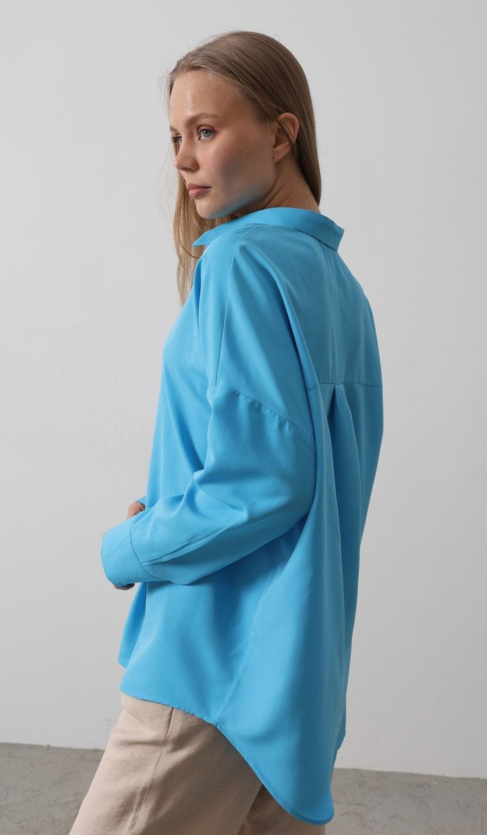 Geniş Manşet Detaylı Gömlek - Turkuaz STD rt20171