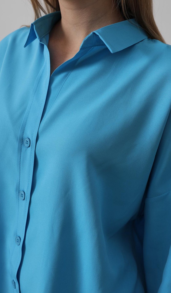 Geniş Manşet Detaylı Gömlek - Turkuaz STD rt20171