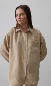Çizgili Tek Cep Gömlek - Taş STD rt20222