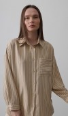 Çizgili Tek Cep Gömlek - Taş STD rt20222