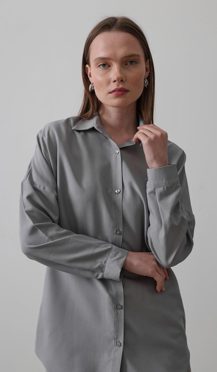 Uzun Kol Gömlek - Gri STD rt20163