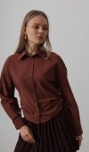 Yanları Bağlamalı Basic Gömlek - Koyu Kahve STD rt20137