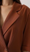 Yarım Kol Oversize Yırtmaçlı Ceket - Kahve STD rt20945