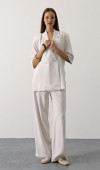 Yarım Kol Oversize Yırtmaçlı Ceket - Natür STD rt20944