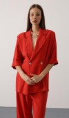 Yarım Kol Oversize Yırtmaçlı Ceket - Kırmızı STD rt20946