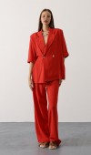 Yarım Kol Oversize Yırtmaçlı Ceket - Kırmızı STD rt20946