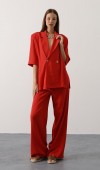 Yarım Kol Oversize Yırtmaçlı Ceket - Kırmızı STD rt20946