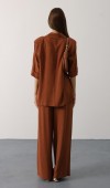 Yarım Kol Oversize Yırtmaçlı Ceket - Kahve STD rt20945