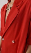 Yarım Kol Oversize Yırtmaçlı Ceket - Kırmızı STD rt20946