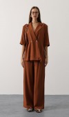 Yarım Kol Oversize Yırtmaçlı Ceket - Kahve STD rt20945
