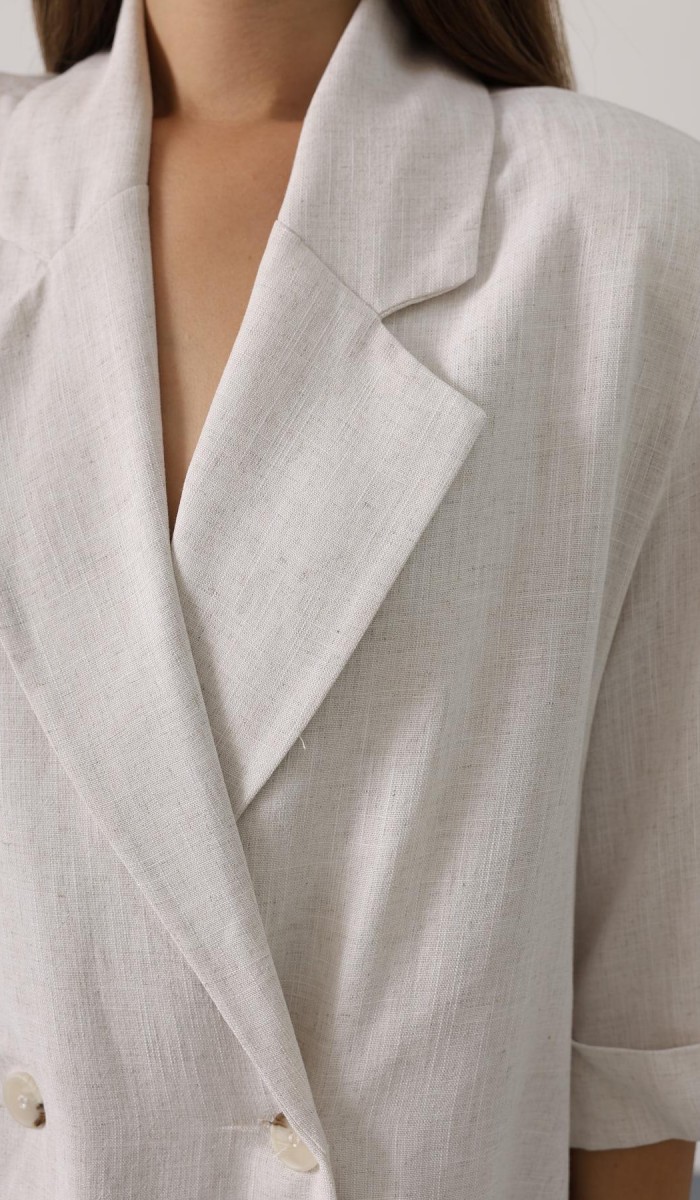 Yarım Kol Oversize Yırtmaçlı Ceket - Natür STD rt20944