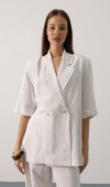 Yarım Kol Oversize Yırtmaçlı Ceket - Natür STD rt20944