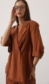 Yarım Kol Oversize Yırtmaçlı Ceket - Kahve STD rt20945