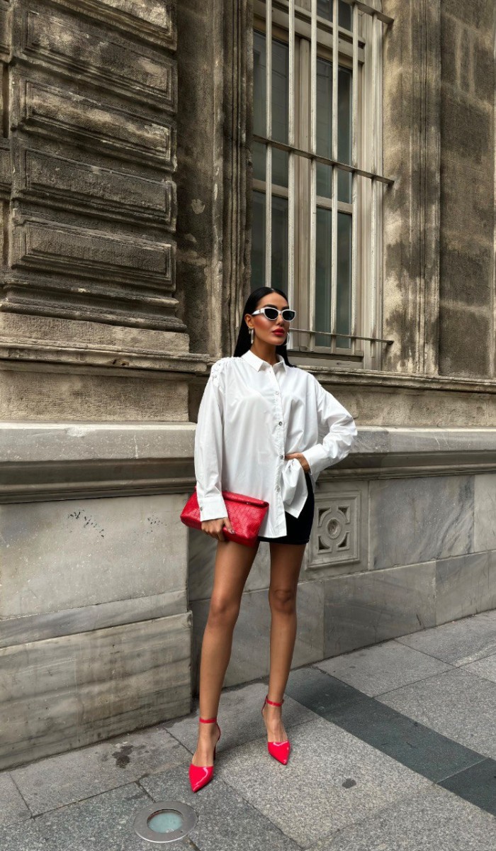 Omuzları İp Detay Gömlek Omuzları İp Detay Gömlek