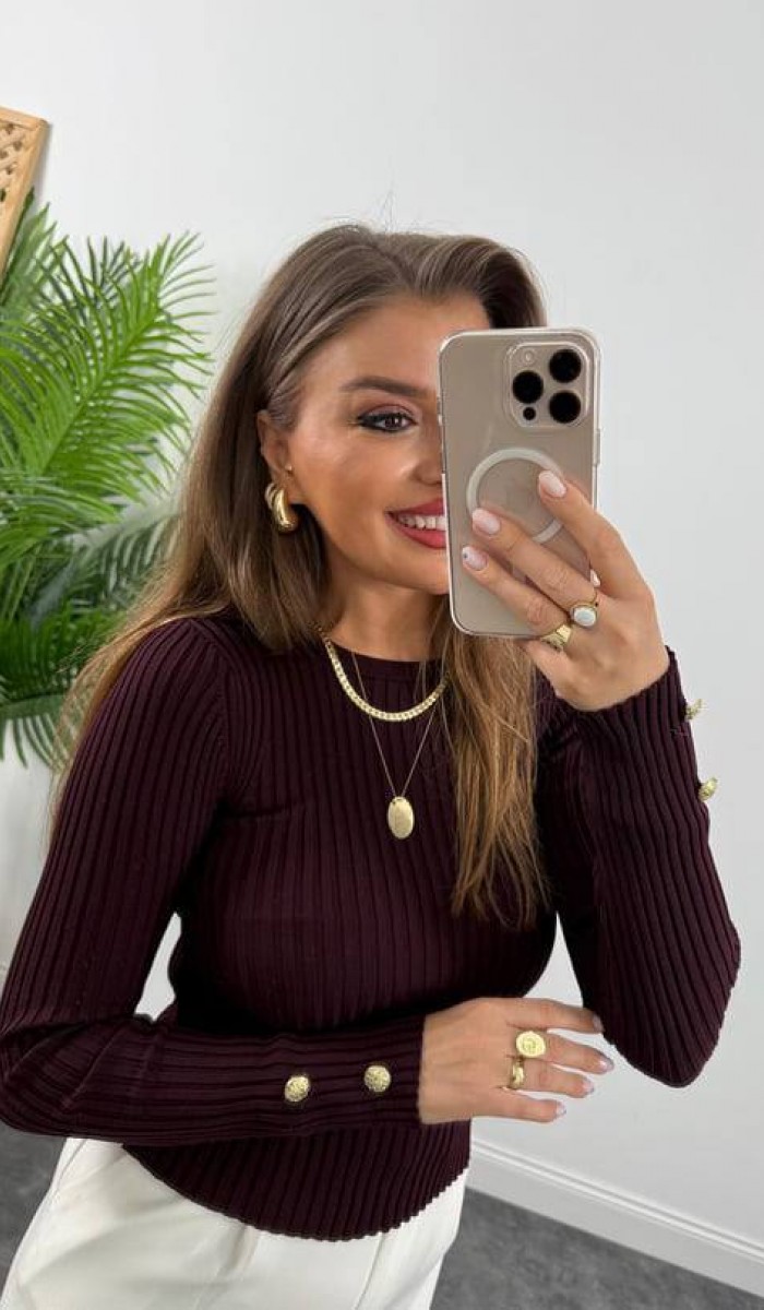 Sıfır Yaka Çizgili Bluz Sıfır Yaka Çizgili Bluz