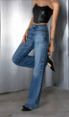 Yüksek Bel Baggy Flare Blue Jean Pantolon