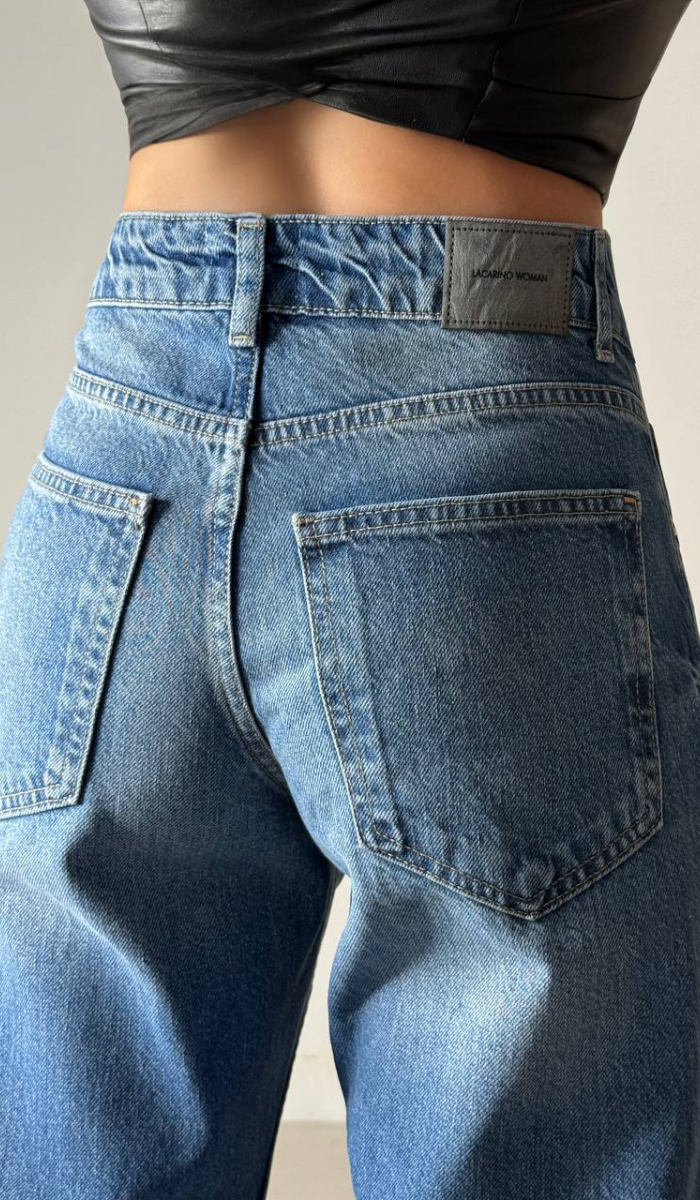 Yüksek Bel Baggy Flare Blue Jean Pantolon