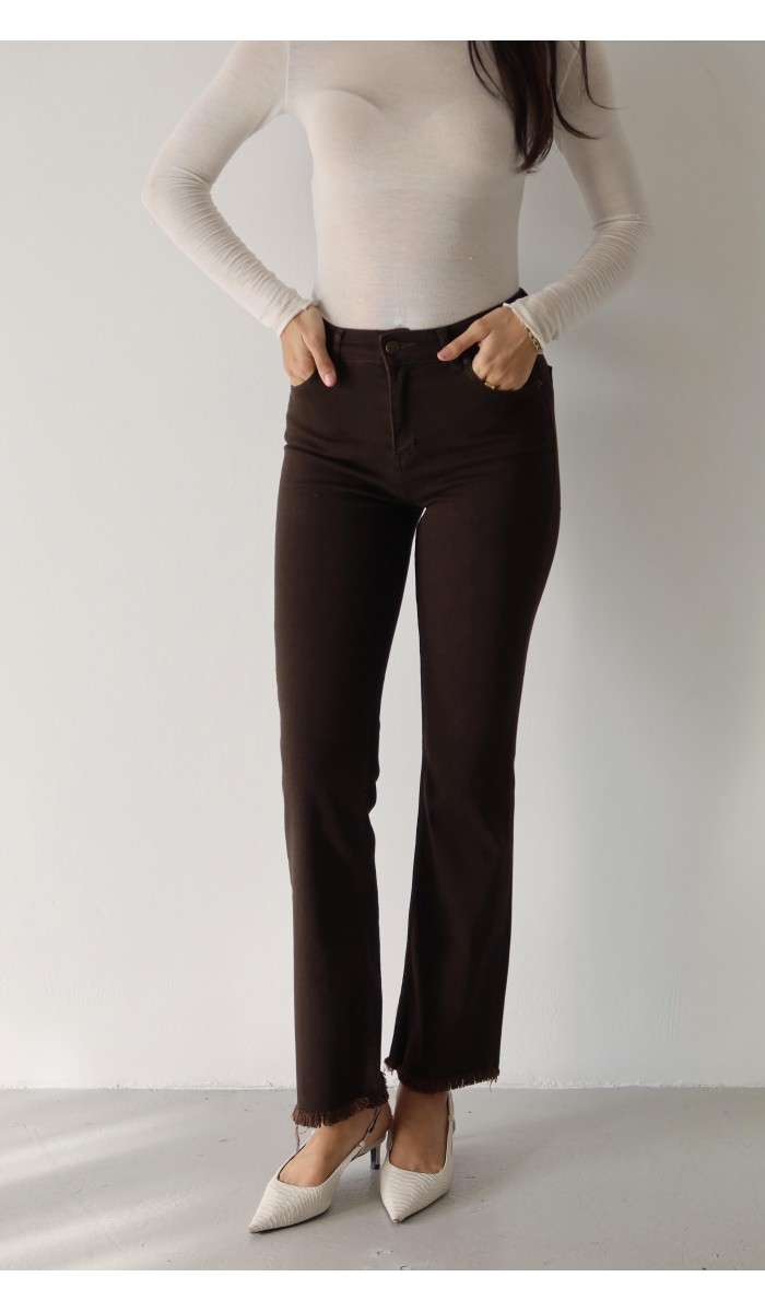 Mini Flare Dark Brown Jean Pantolon