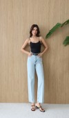 Yüksek Bel Kemer Detaylı Balon Kalıp Light Blue Jean Pantolon