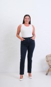 Yüksek Bel Battal Kesim Boru Paça Blue Black Jean Pantolon Yüksek Bel Battal Kesim Boru Paça Blue Black Jean Pantolon