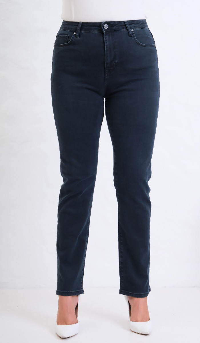 Yüksek Bel Battal Kesim Boru Paça Blue Black Jean Pantolon Yüksek Bel Battal Kesim Boru Paça Blue Black Jean Pantolon