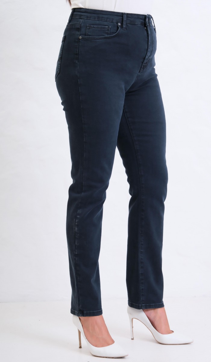 Yüksek Bel Battal Kesim Boru Paça Blue Black Jean Pantolon Yüksek Bel Battal Kesim Boru Paça Blue Black Jean Pantolon