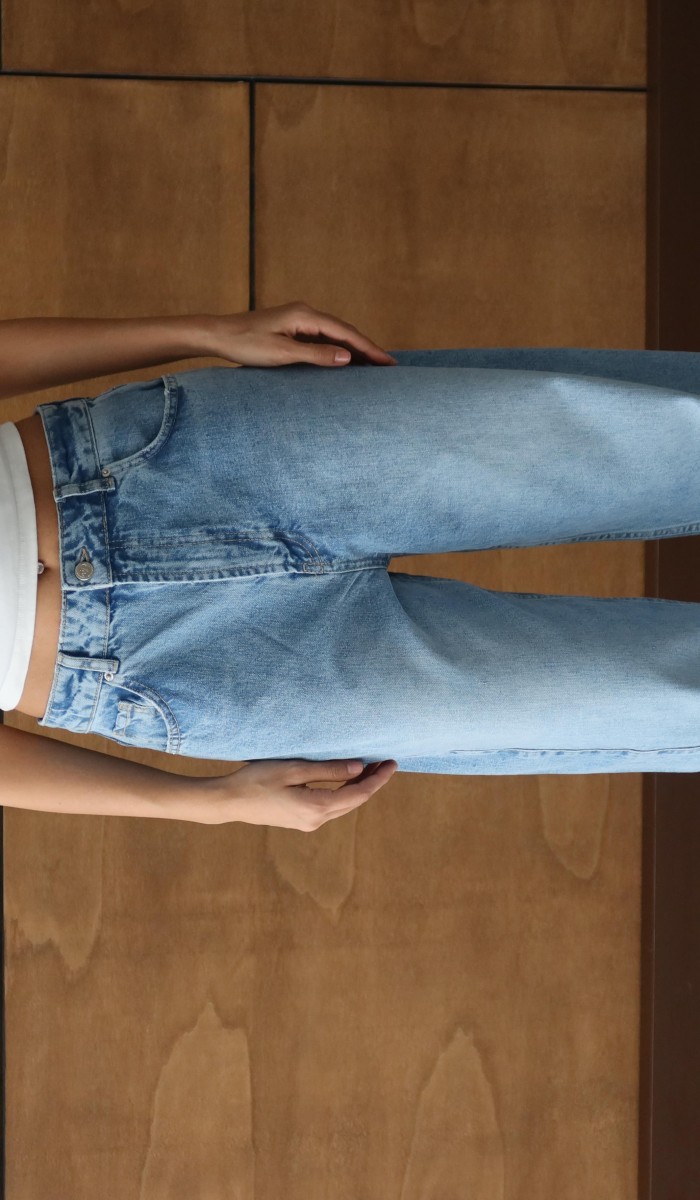 Yüksek Bel Baloon Kalıp Light Blue Jean Pantolon