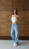 Yüksek Bel Baloon Kalıp Light Blue Jean Pantolon