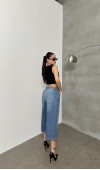 Kadın Baggy Model Blue Bermuda Jean
