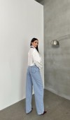 Yüksel Bel Bacak Boyu Balon Kesim Barrel Fit  Light Blue Jean Pantolon