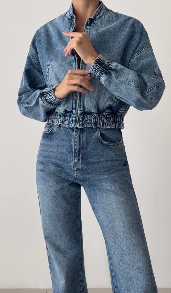 Fermuarlı Bel .lastikli Blue Bomber Jean