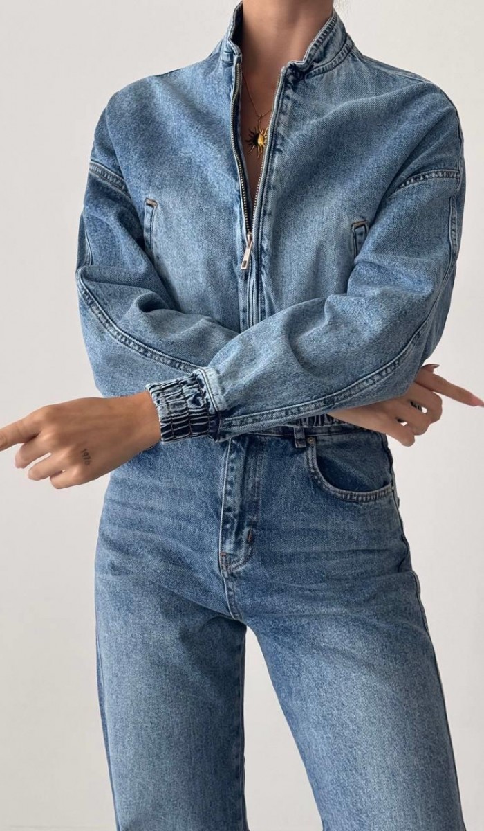 Fermuarlı Bel .lastikli Blue Bomber Jean