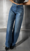 Yüksek Bel Baggy Flare Blue Jean Pantolon